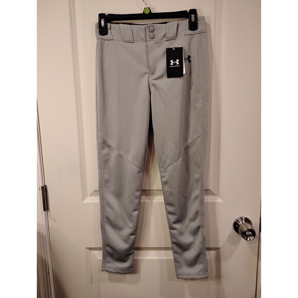 Boys Under Armour Tapered Fit Baseball Pants Gray Youth Medium - Picture 1 of 8